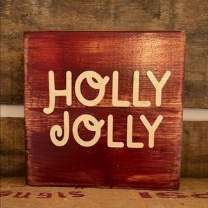Holly Jolly Red and White Holiday Sign